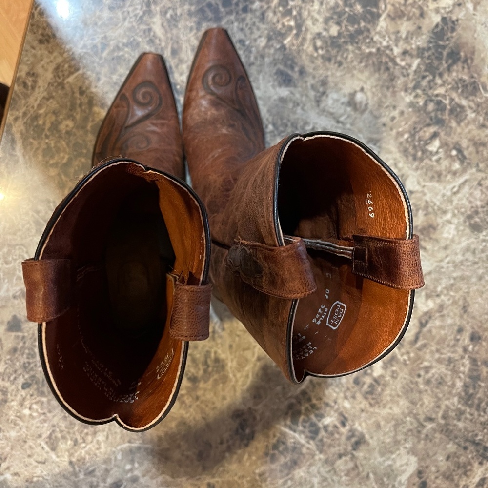 Dan Post Women's Brown 12" Goat/Inlay Cowboy Boots DP3256 Size  10